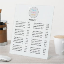 Logo Blanc Moderne Tarifs Liste de Prix Piédestal