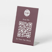 Signe De Table Logo Brown moderne et élégant QR Code Restaurant M (Recto)