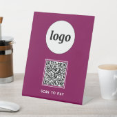 Signe De Table Logo Code QR Entreprise Scanner pour Payer Magenta (In SItu)