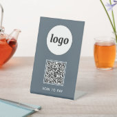 Signe De Table Logo Code QR Entreprise Scannez pour Payer Gris Ch (In SItu)