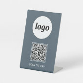 Signe De Table Logo Code QR Entreprise Scannez pour Payer Gris Ch (Recto)