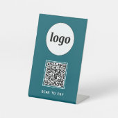 Signe De Table Logo Code QR Entreprise Scannez pour Payer Vert de (Recto)