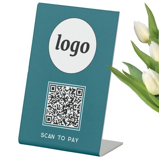 Signe De Table Logo Code QR Entreprise Scannez pour Payer Vert de