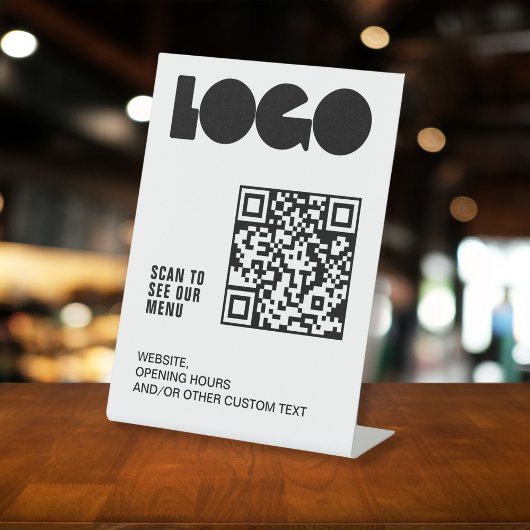 Signe De Table Logo Code QR Scan menu White Restaurant table