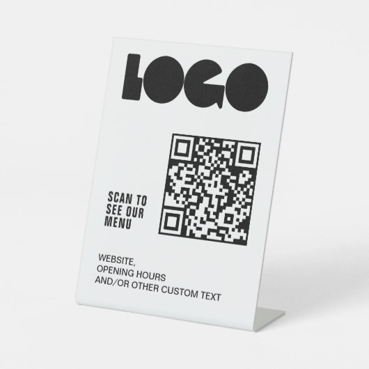 Signe De Table Logo Code QR Scan menu White Restaurant table (Recto)