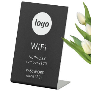 Signe De Table Logo Code WiFi Entreprise Noir Internet
