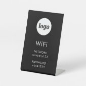 Signe De Table Logo Code WiFi Entreprise Noir Internet (Recto)