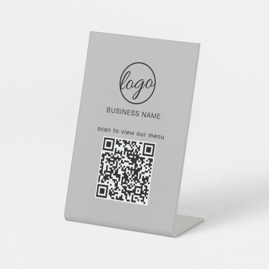 Signe De Table Logo d'affaires gris clair Menu du restaurant Code (Recto)