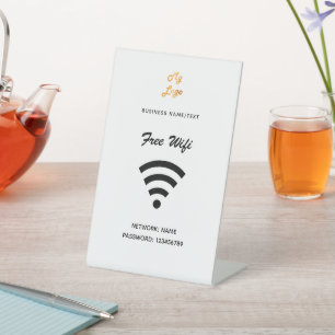 Signe De Table Logo d'affaires Internet Wifi blanc