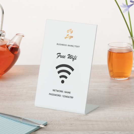 Signe De Table Logo d'affaires Internet Wifi blanc (In SItu)