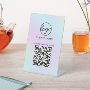 Signe De Table Logo d'affaires Menu du restaurant Code QR Hologra
