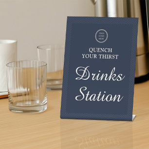 Signe De Table Logo d'affaires Navy Blue Professional Drink Stati