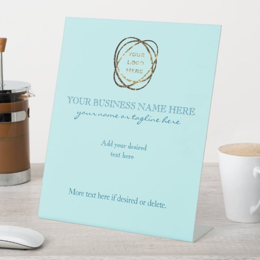 Signe De Table Logo d'affaires personnalisé Aqua simple et élégan (In SItu)