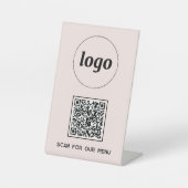 Signe De Table Logo de code QR Analyse d'entreprise pour le menu (Recto)