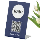 Signe De Table Logo de code QR Analyse d'entreprise pour payer bl