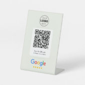 Signe De Table Logo de code QR de révision Google blanc minimal (Recto)