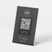 Signe De Table Logo de code QR de révision Google noir minimal (Recto)