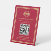 Signe De Table Logo de code QR d'entreprise Services clients Red  (Recto)