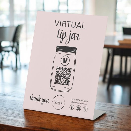 Signe De Table Logo de code QR Jar de conseil virtuel rose
