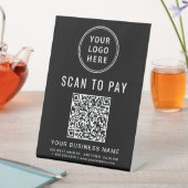 Signe De Table Logo de code QR noir pour paiement par numérisatio (In SItu)