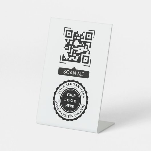 Signe De Table Logo de code QR personnalisé Texte Entreprise mode (Recto)