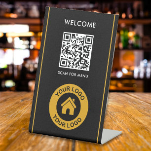 Signe De Table Logo de code QR personnalisé Texte Entreprise mode