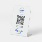 Signe De Table Logo de code QR pour avis Google blanc et propre (Recto)