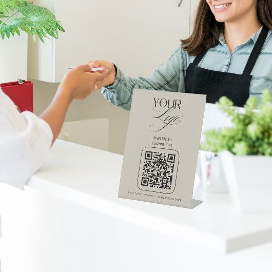 Signe De Table Logo de code QR texte personnalisé premium pastel