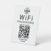 Signe De Table Logo de code QR WiFi entreprise noir et blanc mini (Recto)