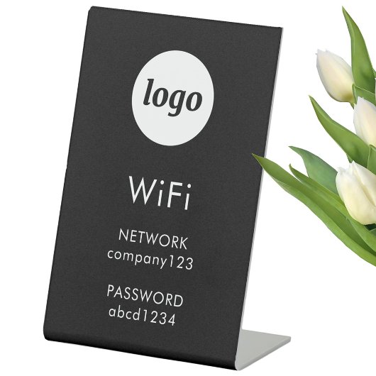 Signe De Table Logo de code WiFi Business Black Internet
