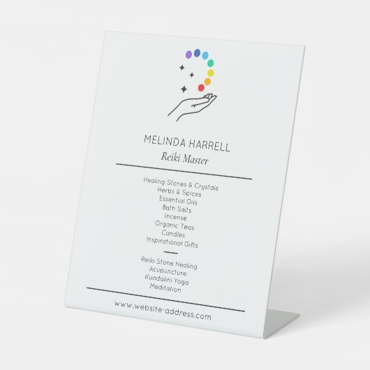 Signe De Table Logo de guérison Reiki, Massage Thérapie Blanc (Recto)