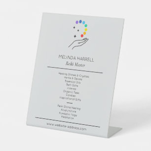Signe De Table Logo De Guérison Reiki, Massage Thérapie Lt Grey