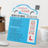 Signe De Table Logo de la voiture bleue, école de conduite, instr (In SItu)