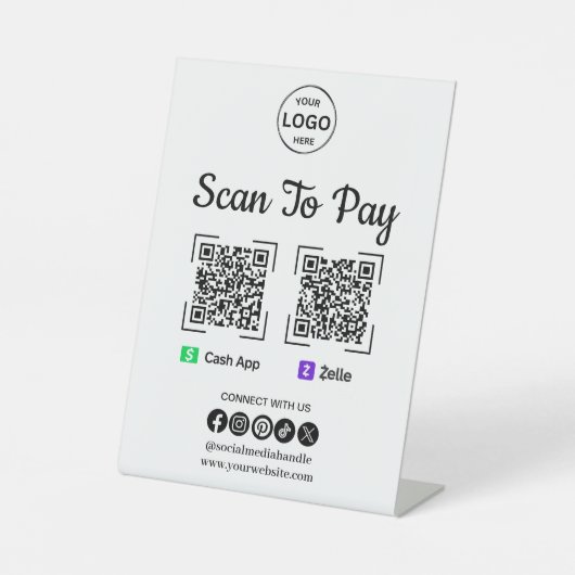 Signe De Table Logo de l'application de paiement QR Code pour Pay (Recto)