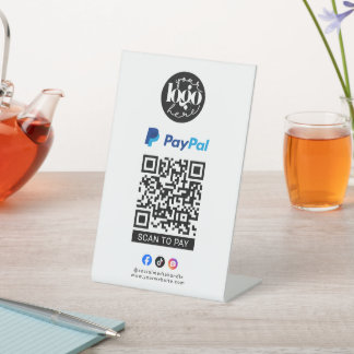 Signe De Table Logo de l'entreprise du code QR PayPal à payer par
