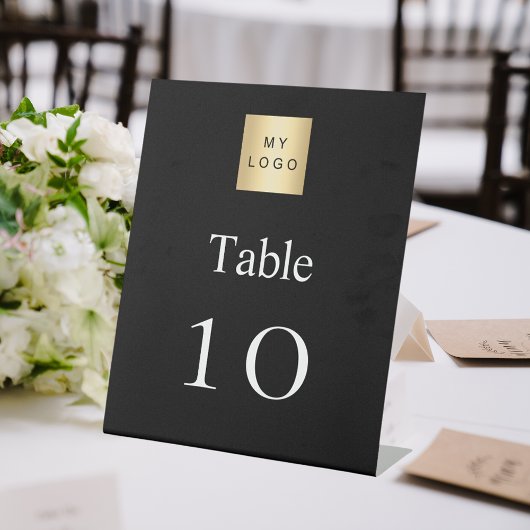 Signe De Table Logo de l'entreprise noir blanc numéro de table