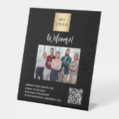 Signe De Table Logo de l'entreprise photo noire bienvenue code QR (Recto)