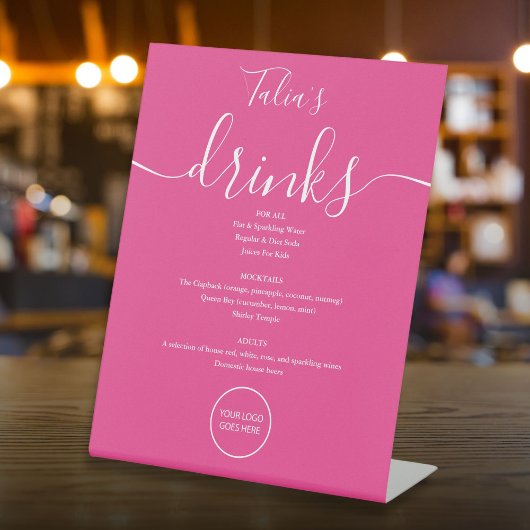 Signe De Table Logo de mariage avec écriture de signature rose ch
