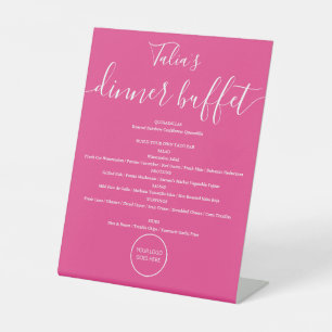 Signe De Table Logo de mariage buffet de dîner rose chaud Menu