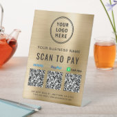 Signe De Table Logo de paiement de code QR Gold (In SItu)