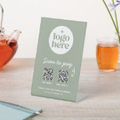 Signe De Table Logo de paiement vert Code QR Scan pour payer (In SItu)