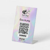 Signe De Table Logo de salon de coiffure holographique Venmo Scan (Recto)