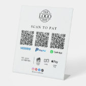Signe De Table Logo de société moderne Code Qr de scan pour payer (Recto)