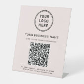 Signe De Table Logo de société moderne Code QR Rose (Recto)