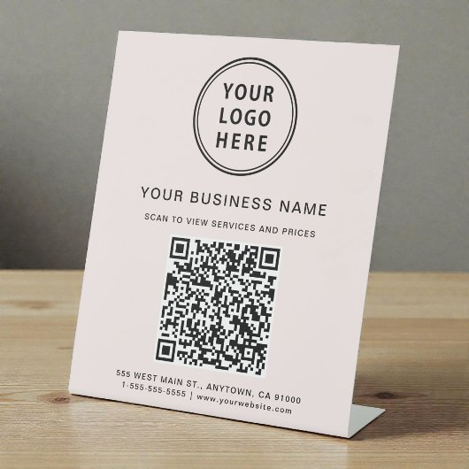 Signe De Table Logo de société moderne Code QR Rose