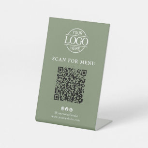 Signe De Table Logo de société moderne Menu QR Code sans contact