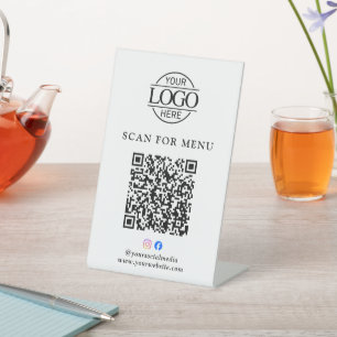Signe De Table Logo de société moderne Menu QR Code sans contact