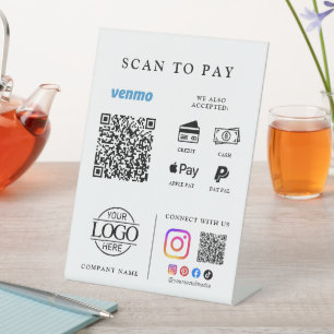 Signe De Table Logo de table pour entreprise de paiement par scan
