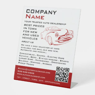 Signe De Table Logo de voiture rouge, concessionnaire automobile