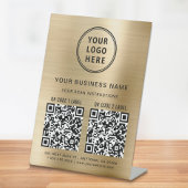 Signe De Table Logo d'entreprise 2 codes QR Gold